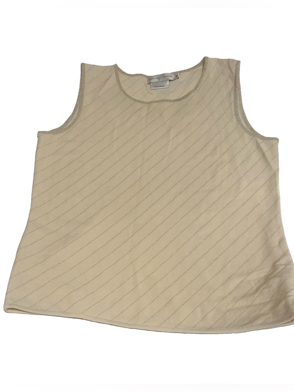 New Garfield & Marks Top Soft White with Gold Stripes Holiday Outfit size Medium
